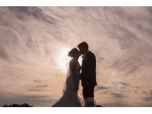 Dorset wedding photography sunset kiss bride and groom