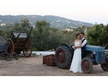 Portrait photo of bride and groom at their wedding abroad